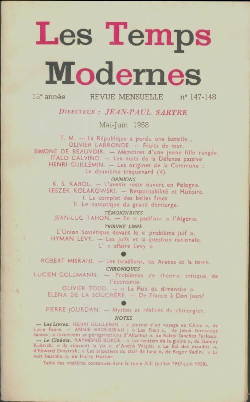 Livrenpoche : Les temps modernes n°147-148 - Collectif - Livre