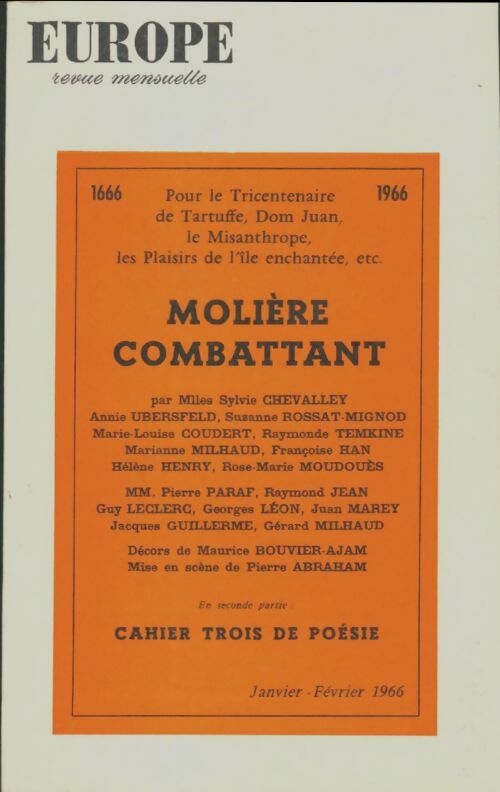 Livrenpoche : Europe n°441-442 : Molière combattant - Collectif - Livre