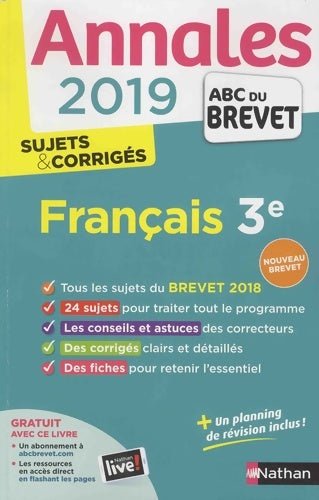Livrenpoche : Annales abc du brevet 2019 français 3e - Thomas Bouhours - Livre