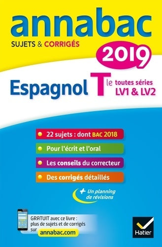 Livrenpoche : Espagnol Terminale LV1 & LV2 : Sujets & corrigés 2019 - Jean-Yves Kerzulec - Livre