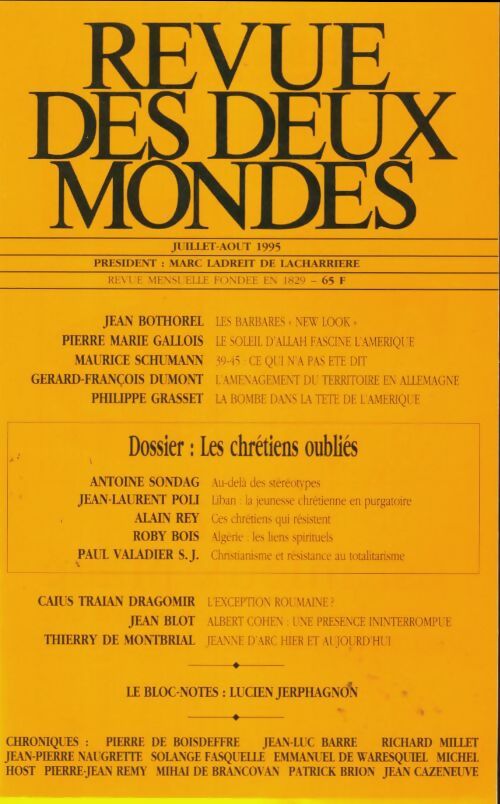 Livrenpoche : Revue des deux mondes juillet-août 1995 - Collectif - Livre