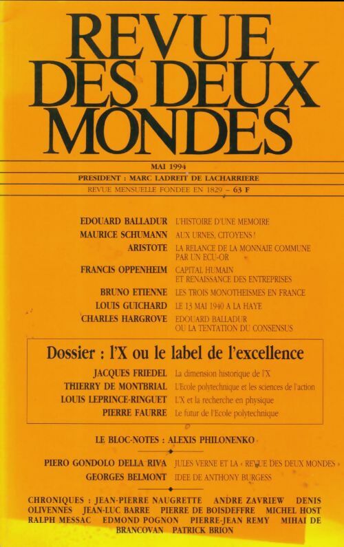 Livrenpoche : Revue des deux mondes mai, 1994 - Collectif - Livre