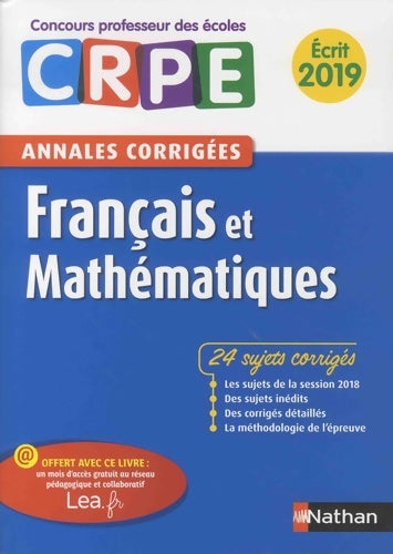 Livrenpoche : Annales CRPE français et mathématiques - écrit 2019 - Janine Hiu - Livre