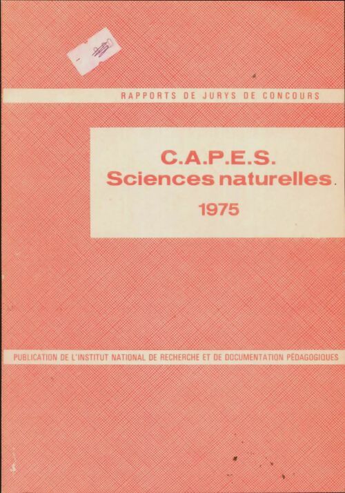 Livrenpoche : CAPES sciences naturelles 1975 - Collectif - Livre