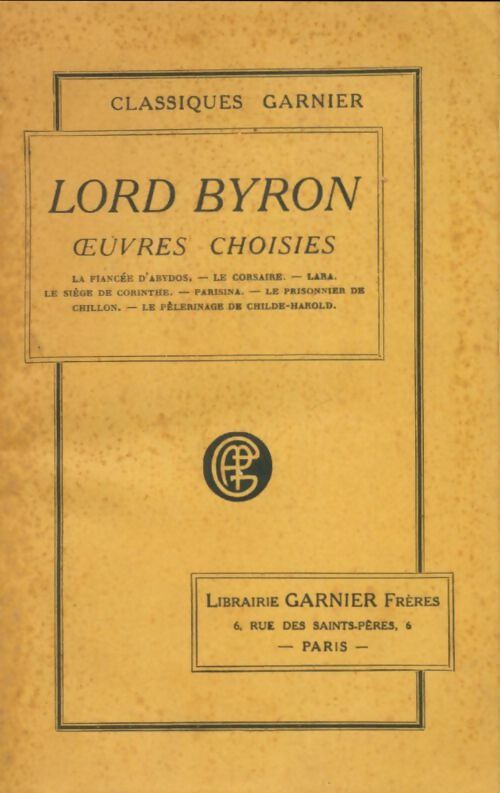 Livrenpoche : Oeuvres choisies - Lord George Gordon Byron - Livre