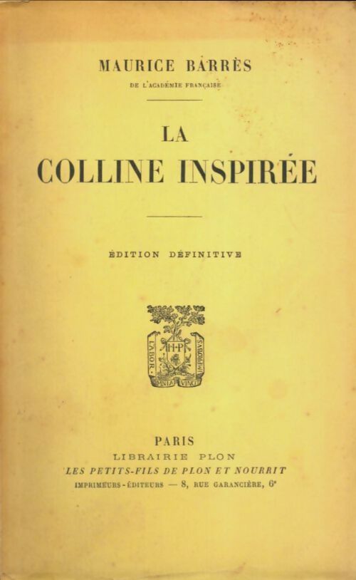 Livrenpoche : La colline inspirée - Maurice Barrès - Livre