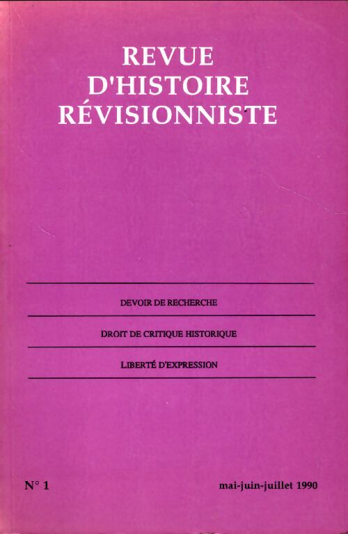 Livrenpoche : Revue d'histoire révisionniste n°1 - Collectif - Livre