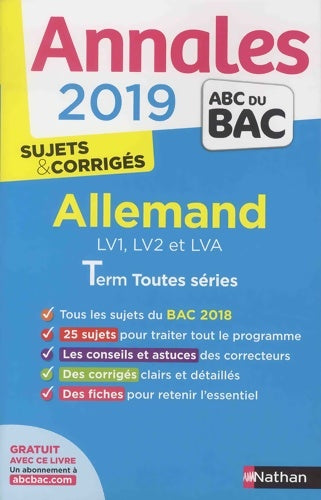 Livrenpoche : Allemand Terminales toutes séries sujets & corrigés 2019 - Cécile Brunet - Livre