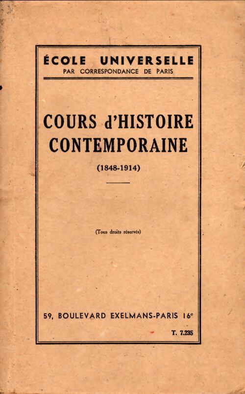 Livrenpoche : Cours d'histoire contemporaine (1848-1914) - Collectif - Livre