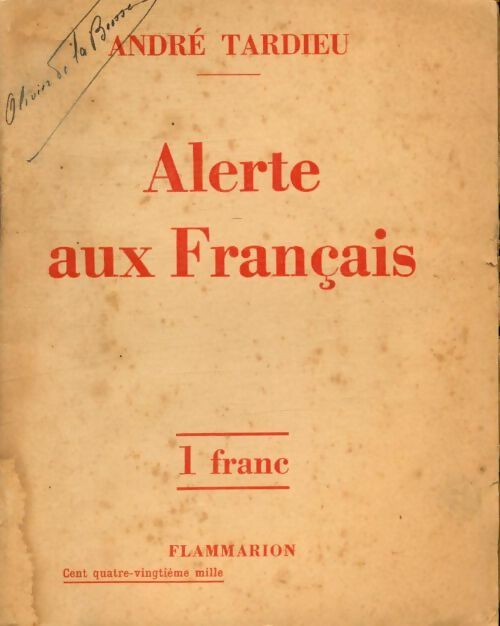 Livrenpoche : Alerte aux français - André Tardieu - Livre