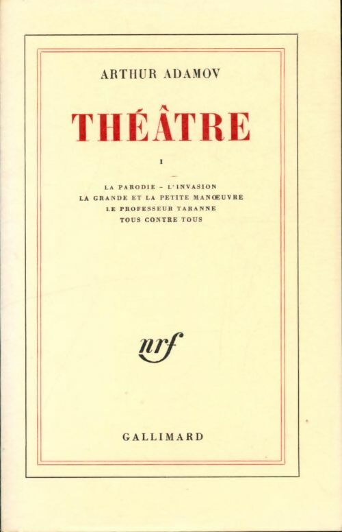 Livrenpoche : Théâtre Tome I - Arthur Adamov - Livre