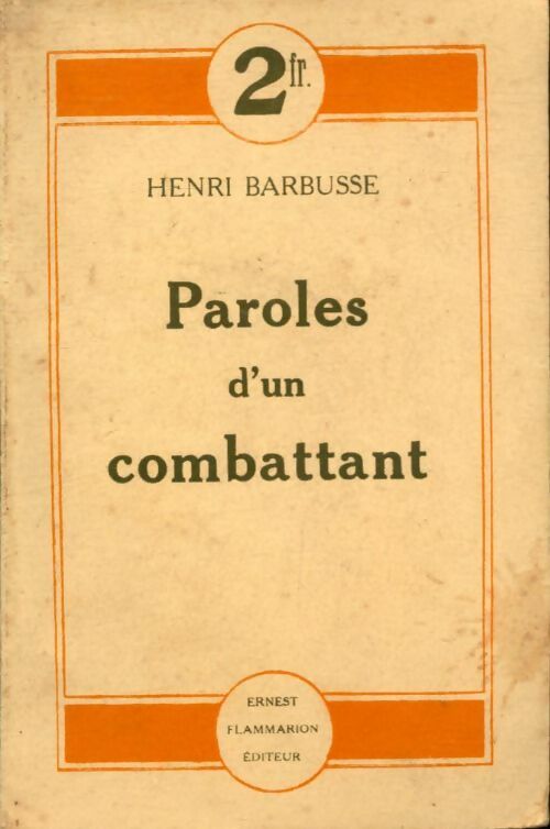 Livrenpoche : Paroles d'un combattant - Barbusse Henri - Livre