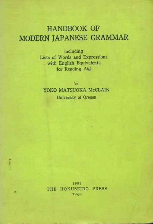 Livrenpoche : Handbook of modern japanese grammar - Yoko Matsuoka McClain - Livre