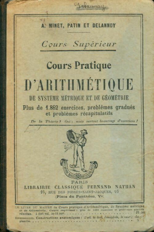 Livrenpoche : Cours pratique d'arithmétique, de système métrique et de géométrie - A. Minet - Livre