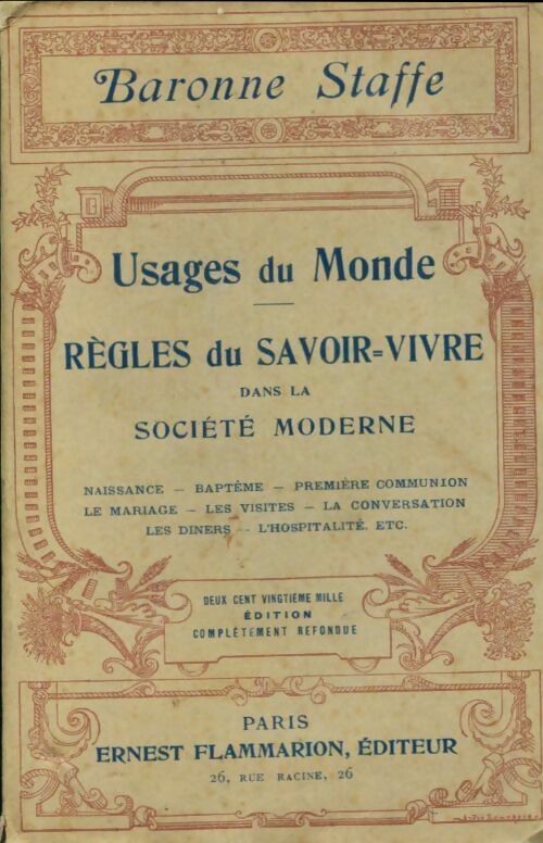 Livrenpoche : Usages du monde. Règles du savoir vivre - Baronne Staffe - Livre