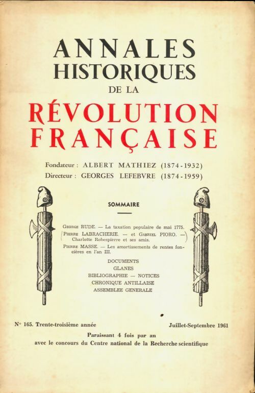 Livrenpoche : Annales historiques de la Révolution Française n°165 - Collectif - Livre