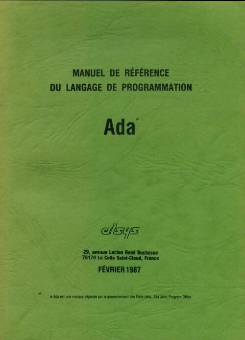 Livrenpoche : Manuel de référence du langage de programmation Ada - Collectif - Livre