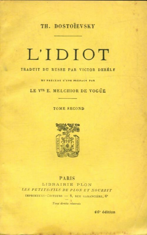 Livrenpoche : L'idiot Tome II - Th. Dostoïevsky - Livre