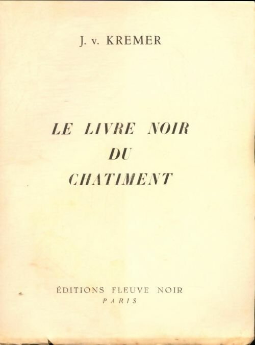 Livrenpoche : Le livre noir du chatiment - J.V Kremer - Livre