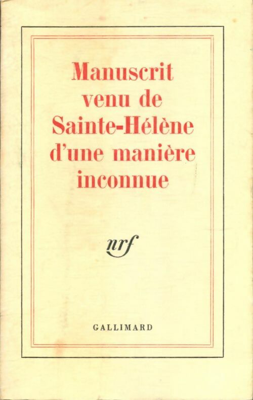 Livrenpoche : Manuscrit venu de Sainte-Hélène d'une manière inconnue - Inconnu - Livre