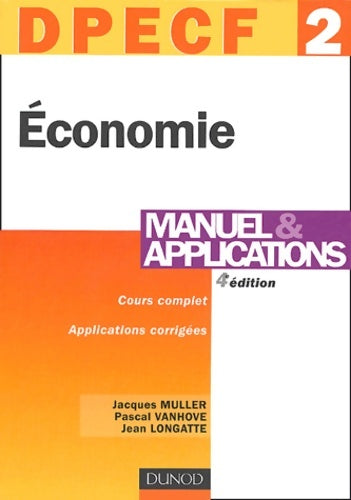 Livrenpoche : DPECF numéro 2 : Économie : manuel et applications - Pascal Vanhove - Livre