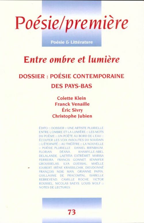 Livrenpoche : Poésie / Première n°73 - Collectif - Livre