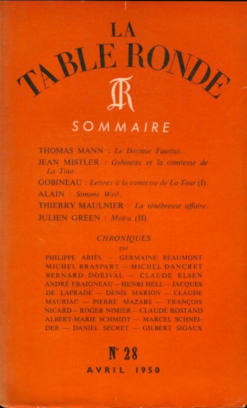 Livrenpoche : La table ronde n°28 - Collectif - Livre