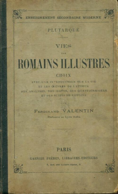 Livrenpoche : Vies des romains illustres : Plutarque - Ferdinand Valentin - Livre