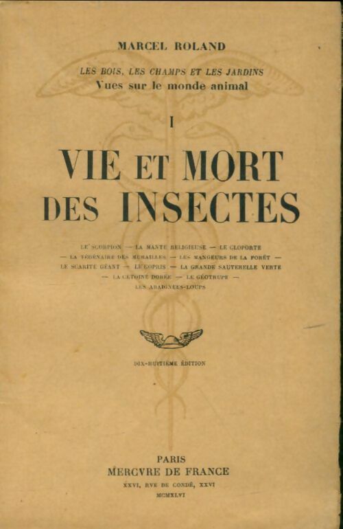 Livrenpoche : Vie et mort des insectes - Marcel Roland - Livre