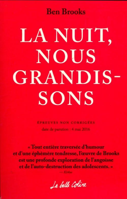 Livrenpoche : La nuit, nous grandissons - Ben Brooks - Livre