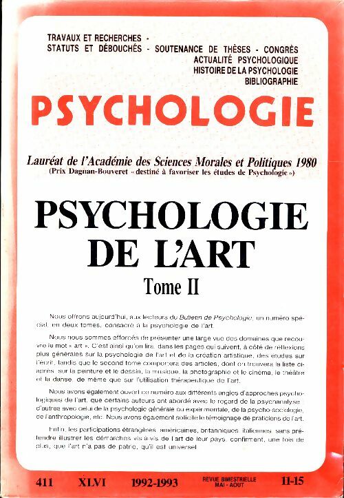 Livrenpoche : Bulletin de psychologie n°411 Xlvi1992-1993 5-10 psychologie de l'art Tome Ii : - Collectif - Livre