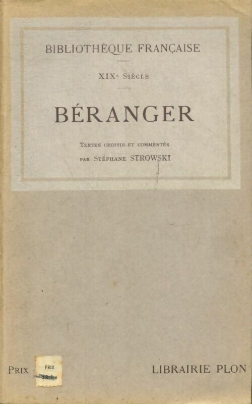 Livrenpoche : Béranger - Stéphane Strowski - Livre