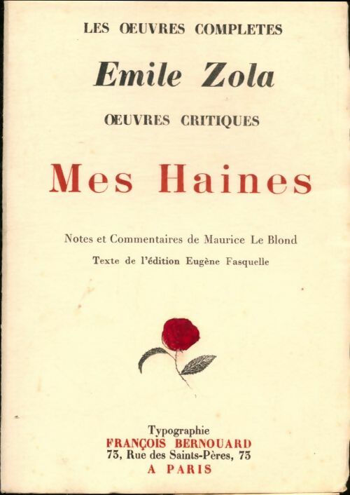 Livrenpoche : Mes haines - Emile Zola - Livre