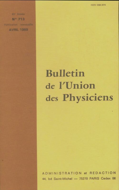 Livrenpoche : Bulletin de l'union des physiciens n°713 - Collectif - Livre