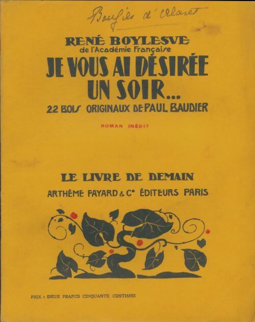 Livrenpoche : Je vous ai desiree un soir... - René Boylesve - Livre
