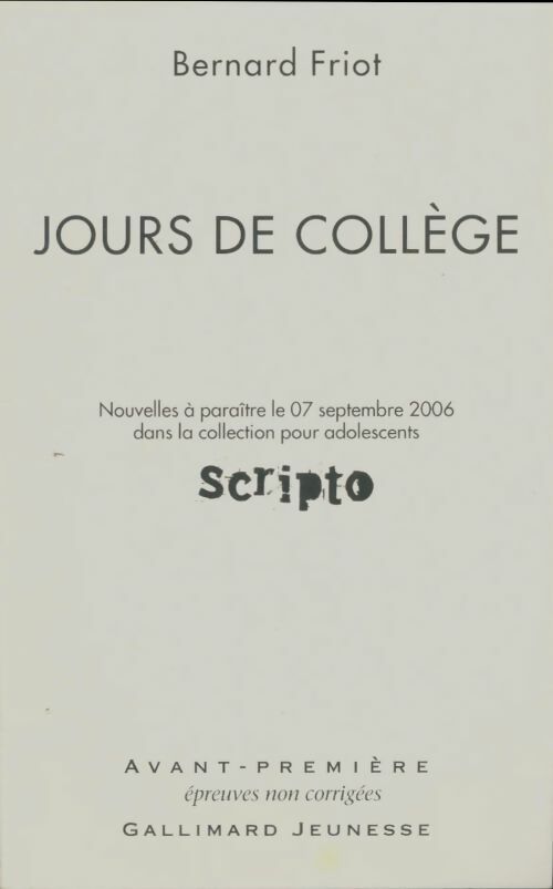 Livrenpoche : Jours de collèges - Bernard Friot - Livre