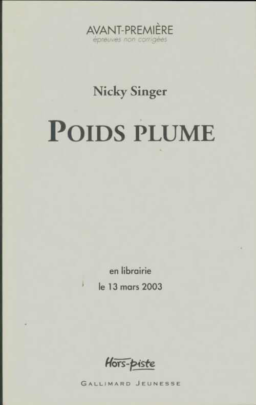 Livrenpoche : Poids plume - Nicky Singer - Livre