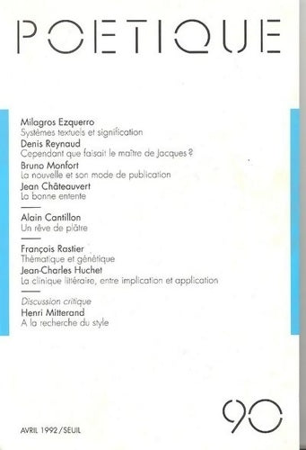 Livrenpoche : Poétique numéro 90 - Collectif - Livre