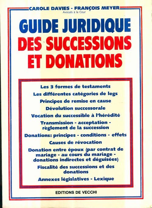 Livrenpoche : Guide juridique des successions et donations - François Meyer - Livre