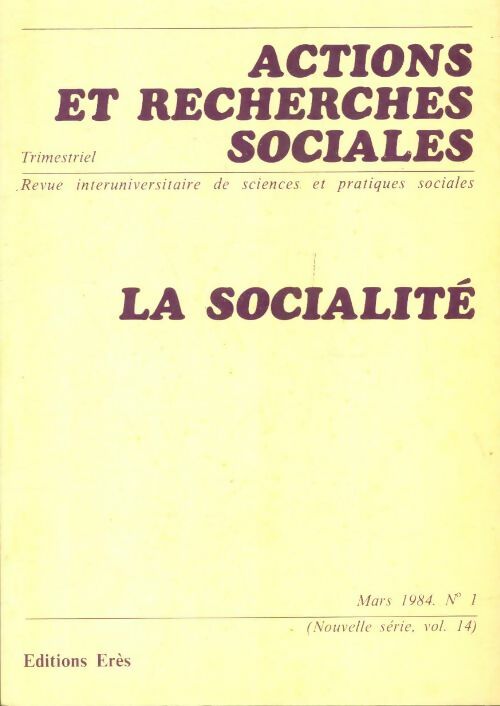 Livrenpoche : Actions et recherches sociales : La socialité - Collectif - Livre