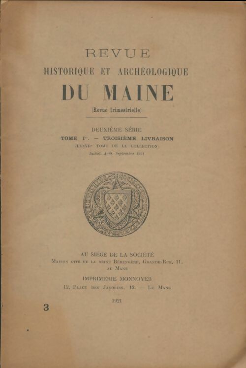 Livrenpoche : Revue historique et archéologique du Maine 2ème série Tome I - Collectif - Livre