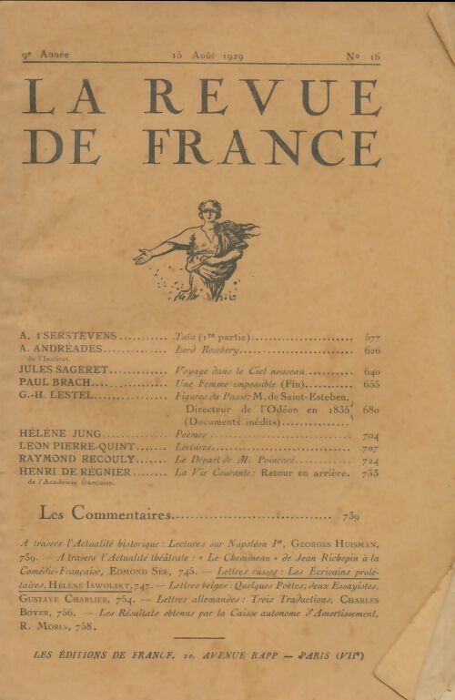 Livrenpoche : La revue de France 9e année n°16 - Collectif - Livre