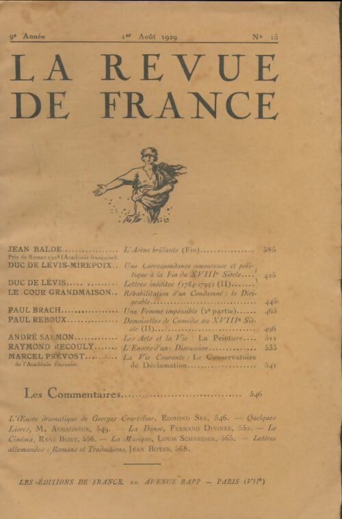 Livrenpoche : La revue de France 9e année n°15 - Collectif - Livre
