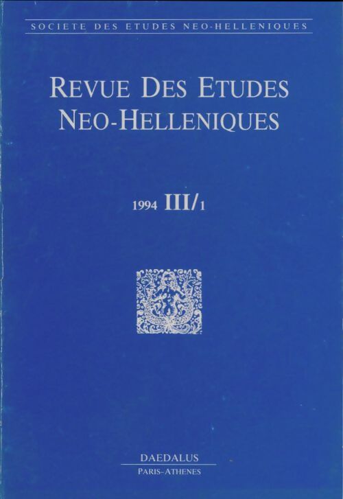Livrenpoche : Revue des études néo-hellénistiques 19947 III/1 - Collectif - Livre