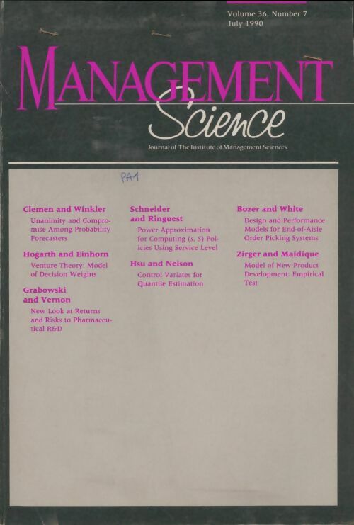 Livrenpoche : Management science volume 36 n°7 - Collectif - Livre