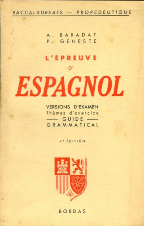 Livrenpoche : L'épreuve d'espagnol - A Baradat - Livre