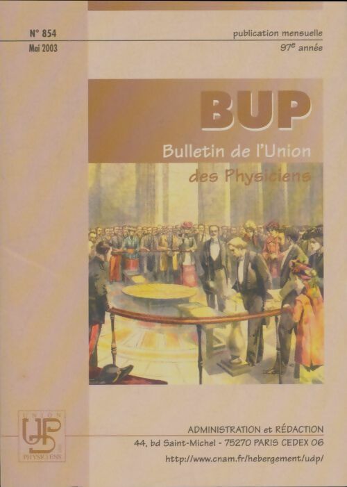 Livrenpoche : Bulletin de l'union des physiciens n°854 - Collectif - Livre