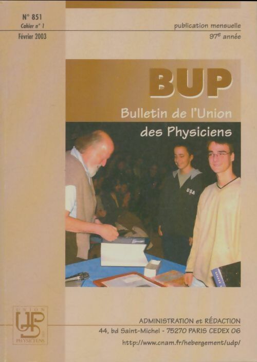 Livrenpoche : Bulletin de l'union des physiciens n°851 cahier n°1 - Collectif - Livre