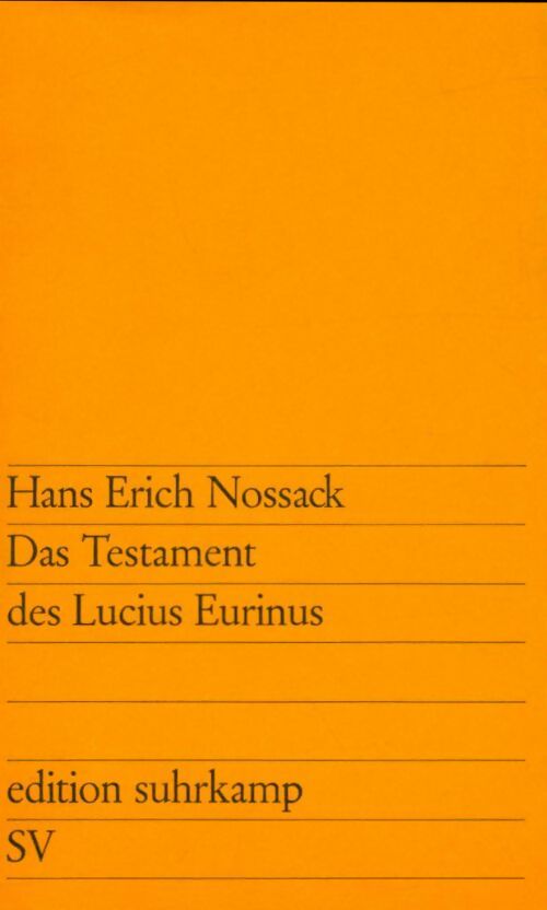 Livrenpoche : Das Testament des Lucius Eurinus. - Hans Erich Nossack - Livre