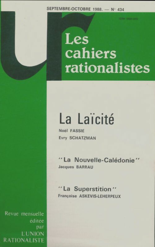 Livrenpoche : Les cahiers rationalistes n°434 : La laïcité - Collectif - Livre